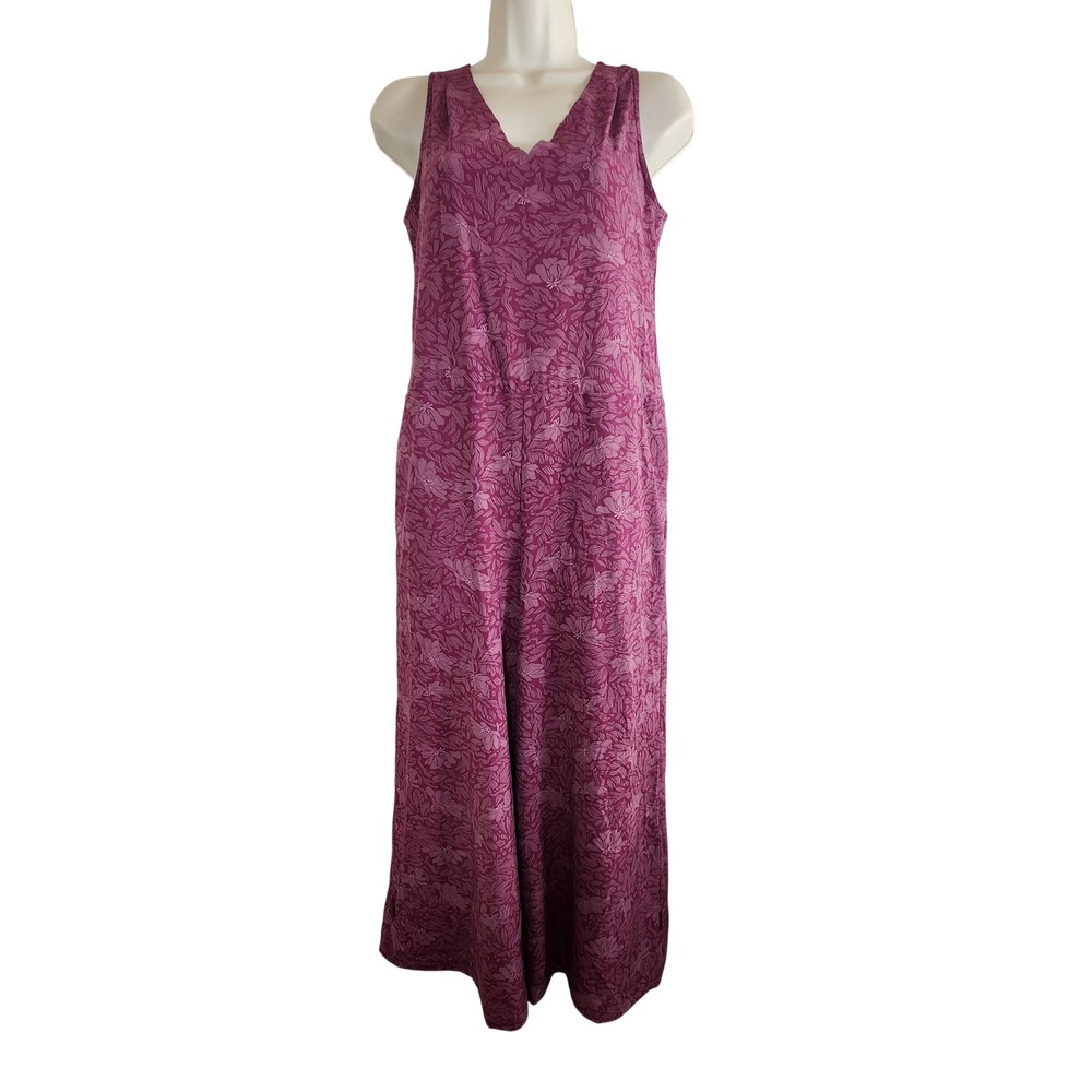 Title Nine XS Womens Purple Floral V-Neck Sleeveless Wide Leg Jumpsuit Romper